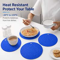 Sous-verre rond en silicone à pois avec logo personnalisé, résistant à la chaleur, antidérapant, support de casserole, dessous de plat, nappe de table, tapis de cuisine