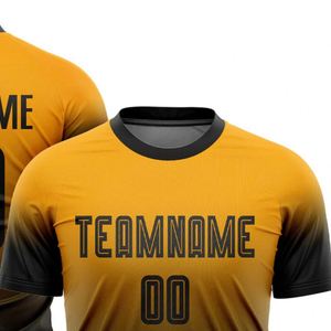 Camiseta de Fútbol con Degradado Negro y Amarillo, Manga Corta, Transpirable, de Secado Rápido, Ropa Deportiva Ligera para Entrenamiento y Partido - Product Image 4
