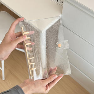 <span class=keywords><strong>Classeur</strong></span> à 6 anneaux en PVC A6 transparent à paillettes de grande taille, couverture <span class=keywords><strong>souple</strong></span>, à feuilles mobiles avec clips en métal colorés, enveloppes pour billets de caisse de taille A5 - Product Image 6