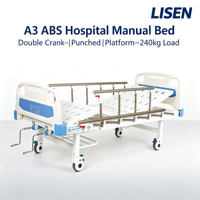 Tempat Tidur Rumah Sakit Multifungsi Manual Lisen ABS-A3 Bersertifikasi CE ISO, Peralatan Medis untuk Dewasa