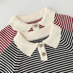Conjunto de Ropa Tejida de 2 Piezas para Primavera/Otoño, Algodón, Pantalones a Rayas para Bebés y Niños Pequeños, Ropa para Bebés al por Mayor - Product Image 3