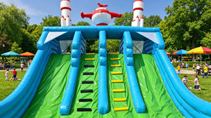 Parcours d'obstacles gonflable modulaire géant commercial en PVC 0,55 mm pour événements de course 5K, jeux, château gonflable et toboggan à louer en Europe, modèle DFRL - Product Image 6