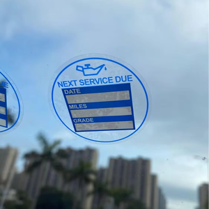 Autocollants statiques pour vitres de voiture, 2x2 pouces, 60 pièces, bleus, imprimés UV, écologiques, faciles à retirer, pour changement d'huile et kilométrage - Product Image 1