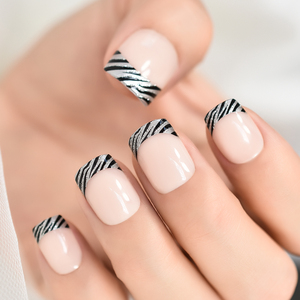 <span class=keywords><strong>Uñas</strong></span> <span class=keywords><strong>Postizas</strong></span> con Diseño Francés Zebra, <span class=keywords><strong>Uñas</strong></span> Acrílicas Cortas y Brillantes, <span class=keywords><strong>Uñas</strong></span> <span class=keywords><strong>Postizas</strong></span> Cuadradas Color Nude <span class=keywords><strong>para</strong></span> Mujeres y <span class=keywords><strong>Niñas</strong></span> - Product Image 2
