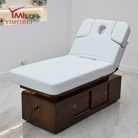 Table de massage électrique de luxe pour salon de beauté, 4 moteurs, réglable, chauffante, avec rangement, pour soins du visage et spa