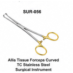 Pince à tissus incurvée Allis TC en acier inoxydable, instrument chirurgical manuel pour procédures de base, kits essentiels - Product Image 2