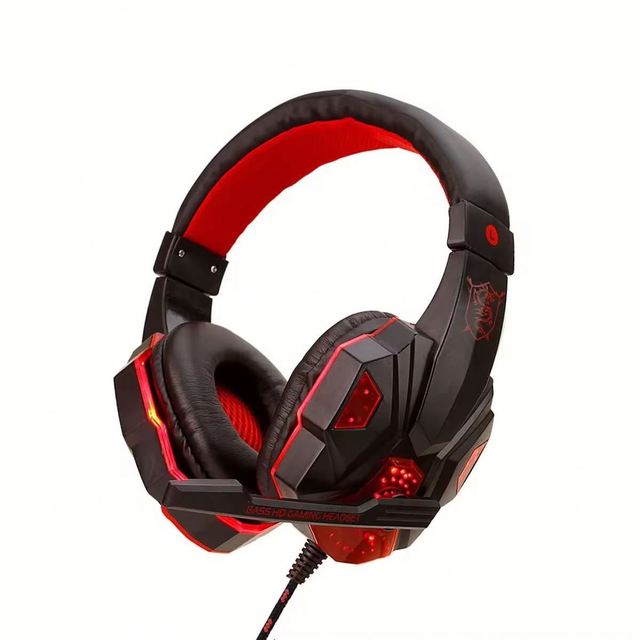 Wired Noise Canceling Earphone + Microphone Gaming Headphones Surround Sound Over Ear Game LED RGB Light Gaming Headset