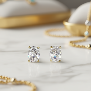 E1427 Orecchini da Donna con Diamanti Naturali Taglio Ovale Stile Classico Colore Rosa - Product Image 2