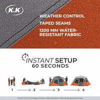 Tente de camping familiale instantanée Kawagebo Kamp (KK) pour 6 personnes, imperméable et résistante aux intempéries, fabriquée sur mesure