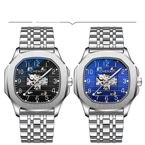 Montre pour homme Chenxi en acier inoxydable et cuir haut de gamme, carrée, 40 mm, étanche 3 ATM, logo personnalisé, luminescence nocturne, entièrement automatique, squelette - Product Image 2