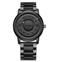 Reloj de Hombre LIGE Marca FOXBOX, Creativo, con Correa de Acero Inoxidable, Cuentas Giratorias, Relojes de Cuarzo para Hombre, Fuerza Magnética, Resistente al Agua