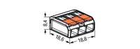 WAGOs 221-413 Leviers de connecteur d'épissure Boîtier transparent 4 mm 3 conducteurs pour tous les types de conducteurs 32A 450V 4kV DIN-35 Rail