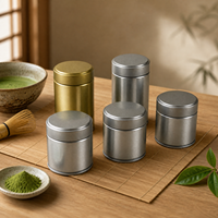 Boîte en métal ronde en gros pour usine, 30g, pour poudre de matcha, étiquette privée, qualité alimentaire, hermétique, argent, noir, rose