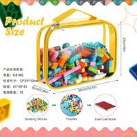 Sacs de rangement pour jouets en PVC transparent imperméable, recyclables, à fermeture éclair, avec gaufrage, taille et logo personnalisés, vente en gros