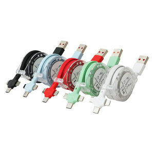 3-In-1 Retractable Data <b>Cable</b> With Plastic Connector 1-To-3 Mobile Phone <b>Charging</b> Fast <b>Charging</b> <b>Cable</b> For General Use - Product Image 1