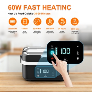 Custom 20000mAh Rechargeable Thermal Lunch Boxes 1.35L Stainless Steel Portable Cordless Electric Lunch Box for Student - Product Image 1