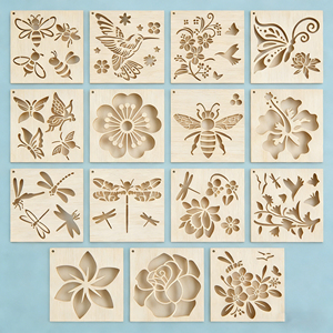 Tailai Planche à tracer en bois de <span class=keywords><strong>6</strong></span> pouces et pochoirs de dessin <span class=keywords><strong>pour</strong></span> enfants - Modèles d'art abeille/papillon <span class=keywords><strong>pour</strong></span> projets d'artisanat DIY et projets artistiques scolaires - Product Image 1