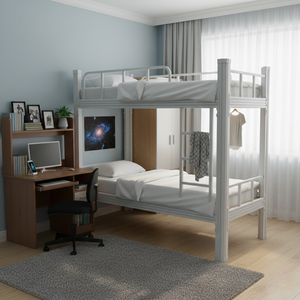 Moderna Litera Doble de Metal Negro sin Tornillos con Barandillas de Seguridad y Almacenamiento para Adultos, Hostales y <span class=keywords><strong>Dormitorios</strong></span> de <span class=keywords><strong>Adolescentes</strong></span> - Product Image 3