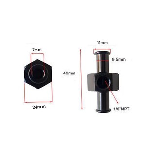 Manomètre de pression de carburant 0-100 PSI, analogique, rouge, en aluminium, avec raccord en T pour tuyau, pour usage en course - Product Image 2