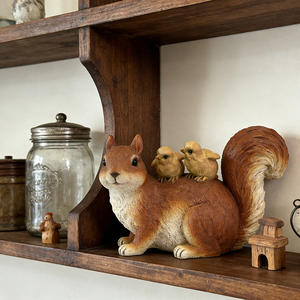Figurine réaliste d'écureuil en résine avec des oisillons, statue d'animal mignonne pour la décoration de <span class=keywords><strong>jardin</strong></span>, d'étagère ou de bibliothèque, sculpture naturelle d'extérieur - Product Image 5
