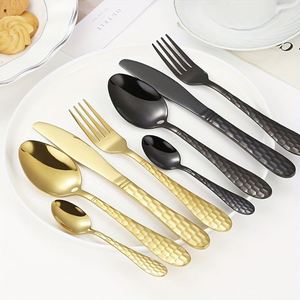 Wholesale Luxury Stainless Steel Hammer Pattern Cutlery <b>Set</b> Dinner <b>Knife</b> <b>Fork</b> <b>Spoon</b> Flatware <b>Sets</b> for Wedding Restaurant Hotel - Product Image 4