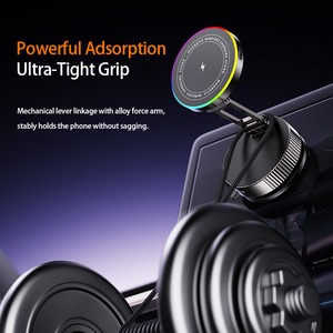 Supporto per telefono da auto Boneruy K13 con luce RGB e ricarica wireless da 15W, rotazione a 360° °   Supporto pieghevole con <span class=keywords><strong>ventosa</strong></span> in lega di zinco a rotazione - Product Image 3