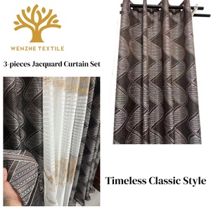 Lot de 3 rideaux jacquard à œillets, prêts à poser, occultants, modernes, économiques, pour petites pièces tropicales - Product Image 2