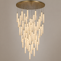 Lustre d'installation artistique en albâtre naturel de luxe, grande suspension pour hall d'hôtel, villa, escalier et hall d'entrée
