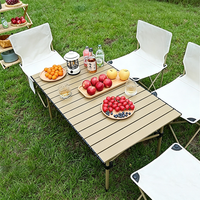 Table et chaise pliantes portables légères en tissu Oxford 600D, acier au carbone, multifonctionnelles, pour le camping et la randonnée estivale