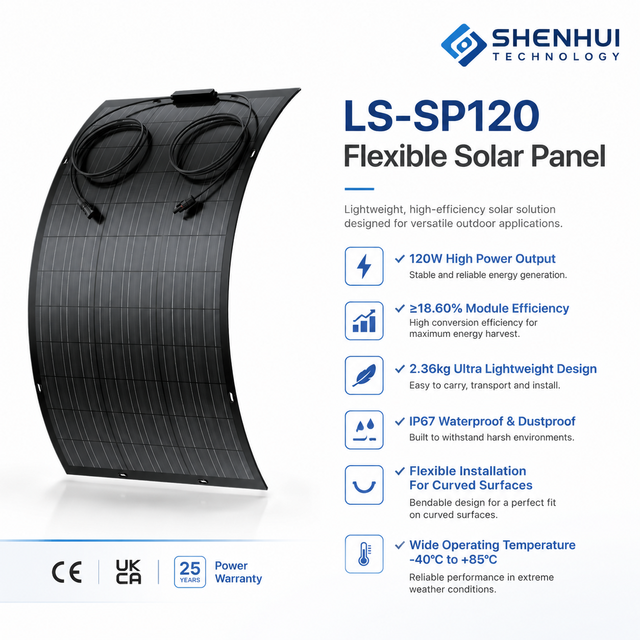 Home Off-grid Solar Power System Light Weight Monocrystalline Solar Panel 120W Flexible Solar Panels
