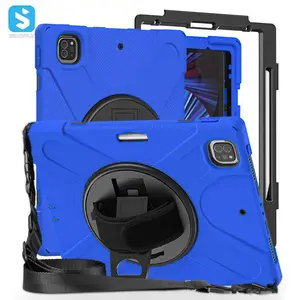 360 Degree Rotating Silicone PC tablet case for Pad Pro 12.9 2021 With Adjustable Shoulder Strap