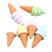 Accessoires de bijoux DIY en résine en forme de cône de crème glacée 3D, breloques en résine de crème glacée de dessin animé, dos plat en résine pour coque de téléphone portable
