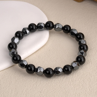 Bracelet tendance en obsidienne noire et œil de tigre pour hommes et femmes, bijoux en pierre de lave, cristal de guérison, unisexe, ajustable, pierre porte-bonheur