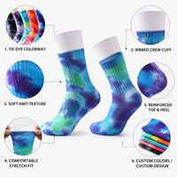 Chaussettes personnalisées tie-dye en coton coloré, douces et rembourrées, pour l'automne, fournisseur ODM à marque privée