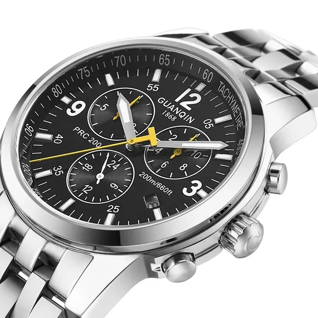 GUANQIN GQ50009 Mechanical Automatic Men Watch Waterproof Stainless Steel Strap Wristwatch Hollow Out 24 Hours Reloj Watches