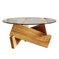 Table basse moderne en verre durable avec pieds robustes en MDF, meubles de salon pour la maison ou le bureau