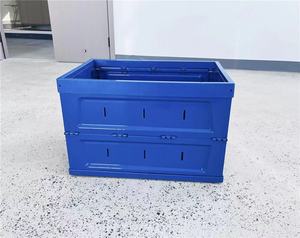 Ensemble de 5 caisses de rangement pliables en <span class=keywords><strong>plastique</strong></span> solide bleu marine 60x40x40 cm, pliables et empilables sans <span class=keywords><strong>couvercle</strong></span>, en stock - Product Image 4