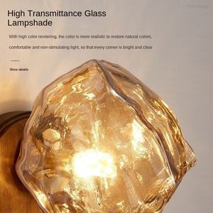 Lámpara de Pared de Vidrio y Madera de Estilo Retro Americano Moderno, con Sensor de Control, LED Blanco Cálido, para Dormitorio, Familia, Hotel, Sala de Estar, Pasillo - Product Image 5