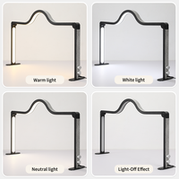 Lampe de table pour manucure 48W, dorée, carrée, pliable, avec support pour téléphone