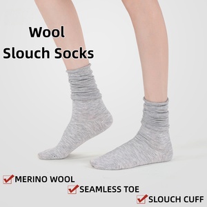 Calcetines de mezcla de lana para mujer, transpirables, de caña alta hasta la rodilla, estilo holgado y a la moda - Product Image 1