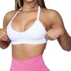OEM Custom Lady Padded <b>Backless</b> Workout <b>Bra</b> Gym Yoga Top Yogawear Fitness Open Back Halter Seamless <b>Sports</b> <b>Bra</b> for Women - Product Image 2
