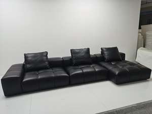 Juego de sofá seccional en forma de L de cuero genuino de lujo moderno, asiento reclinable con mechones de alta calidad para muebles del hogar para apartamento - Product Image 3