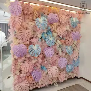DKB 5D 3Dwedding Supplier Event Party Wedding Decoration Backdrop Cloth Back Pink Color Artificial Flower Wall