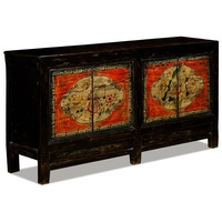 Meuble antique en bois massif peint à la main vintage chinois, armoire mongole