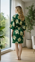 Robe Kimono Courte en Satin Personnalisée pour Femme, Imprimé Floral, Peignoir de Luxe pour Hôtel et Spa, Vêtement de Nuit et d'Intérieur, OEM