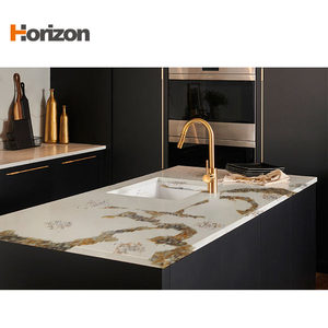 Plans de travail de <span class=keywords><strong>cuisine</strong></span> modernes en quartz blanc cristal avec des paillettes noires, épaisseur 20 mm/30 mm, durables et faciles d'<span class=keywords><strong>entretien</strong></span> - Product Image 4