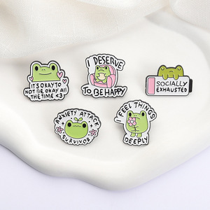 Groothandel Kikker Letter Het Is Oké Om Niet Oké Te Zijn Emaille Pinnen Anime Schattige Kikker Grappige Brief Ontwerp Zachte Reversspeld Badge Voor Cadeau - Product Image 1