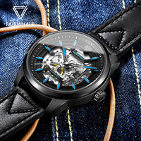 Montre mécanique automatique pour homme Mark Fairwhale, design vélo, mouvement squelette visible, montre-bracelet sport FW-6230