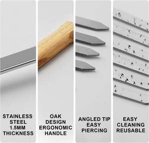 8 brochettes de barbecue réutilisables, robustes, résistantes à la chaleur, larges et de grande taille, en acier inoxydable avec manche en bois de chêne - Product Image 5