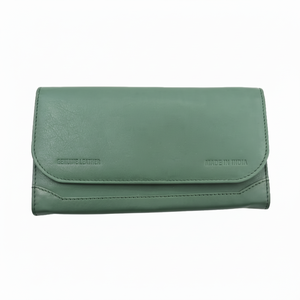 Portefeuille pour femme en cuir véritable vert fait à la main de qualité supérieure fermeture à rabat magnétique avec fentes pour cartes personnalisables sac à main personnalisé - Product Image 1
